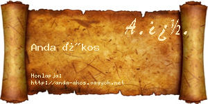 Anda Ákos névjegykártya